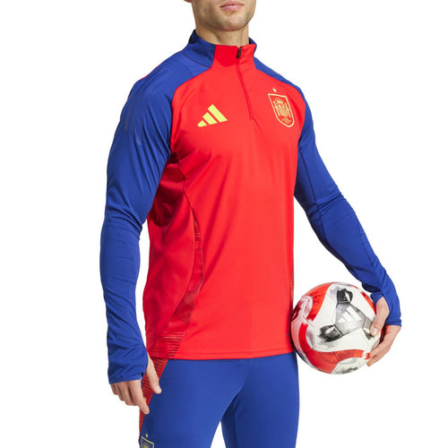 Adidas Spain training suit 2024 in red and blue with Spain crest and Adidas logo