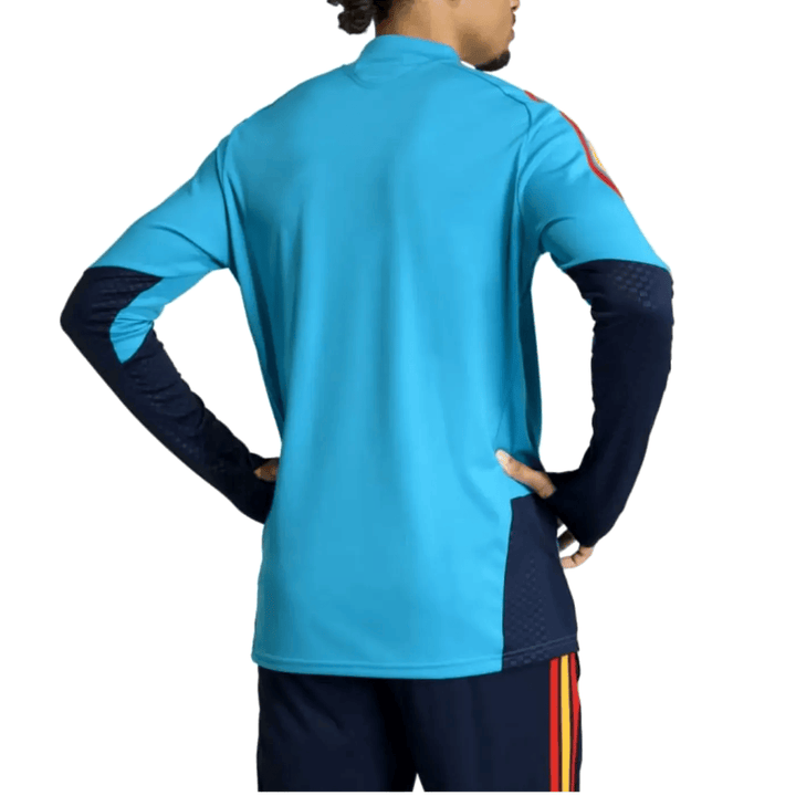 Spain training technical soccer tracksuit 2026/27 in blue and navy with Adidas branding for adults.