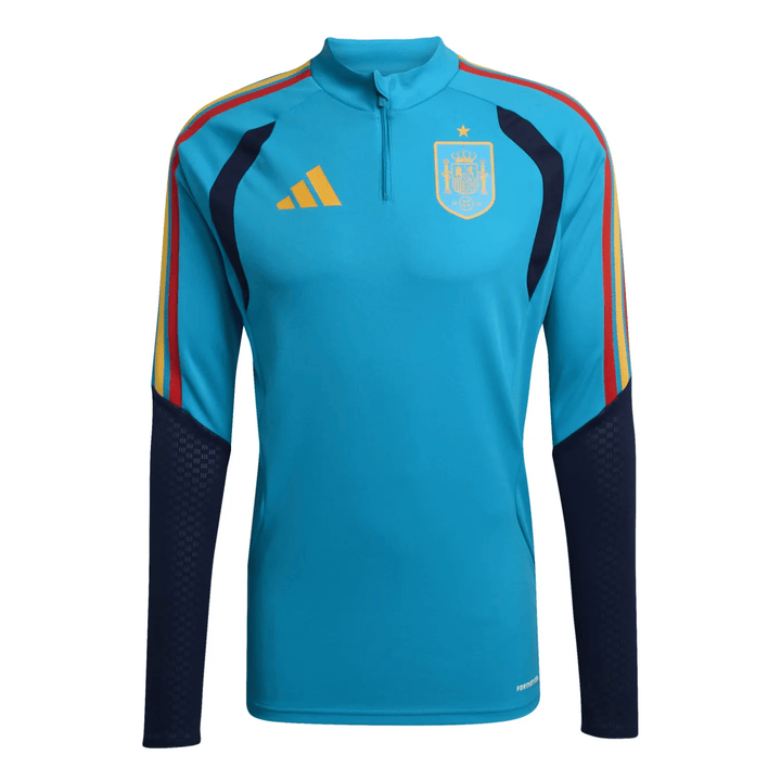Spain training technical soccer tracksuit 2026/27 by Adidas in blue with red and yellow accents