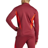 Back view of UCL Manchester United tracksuit Adidas in red and orange colors for soccer training.