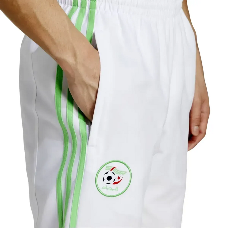 Algeria Adidas retro soccer tracksuit 2025 featuring white pants with green stripes and logo detail
