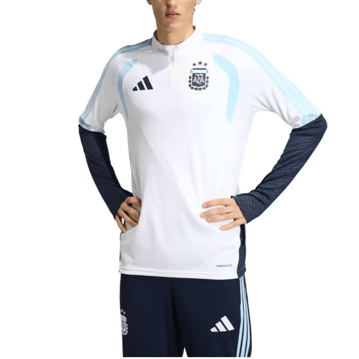 Argentina training technical soccer tracksuit 2026/27 by Adidas in white and navy with long sleeves and pants set