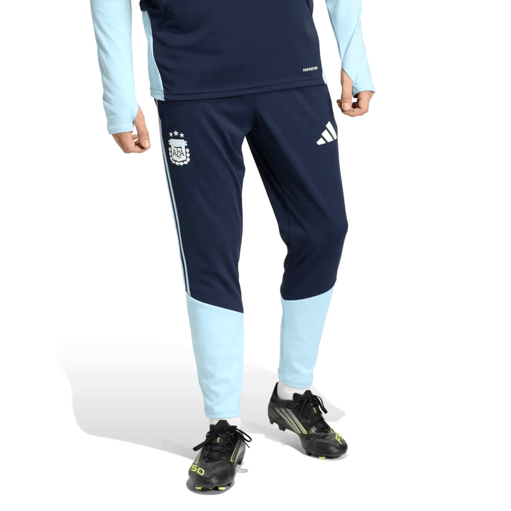 Argentina training technical soccer tracksuit 2026/27 by Adidas in navy blue with light blue accents for adults