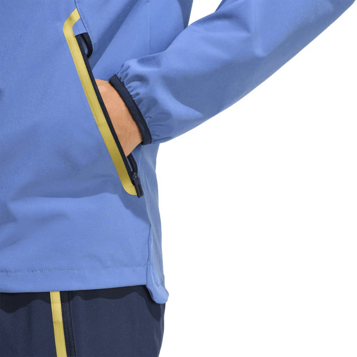 Argentina Casual Travel 2026/27 hooded presentation soccer tracksuit in blue and yellow by Soccer Tracksuits with zip pockets