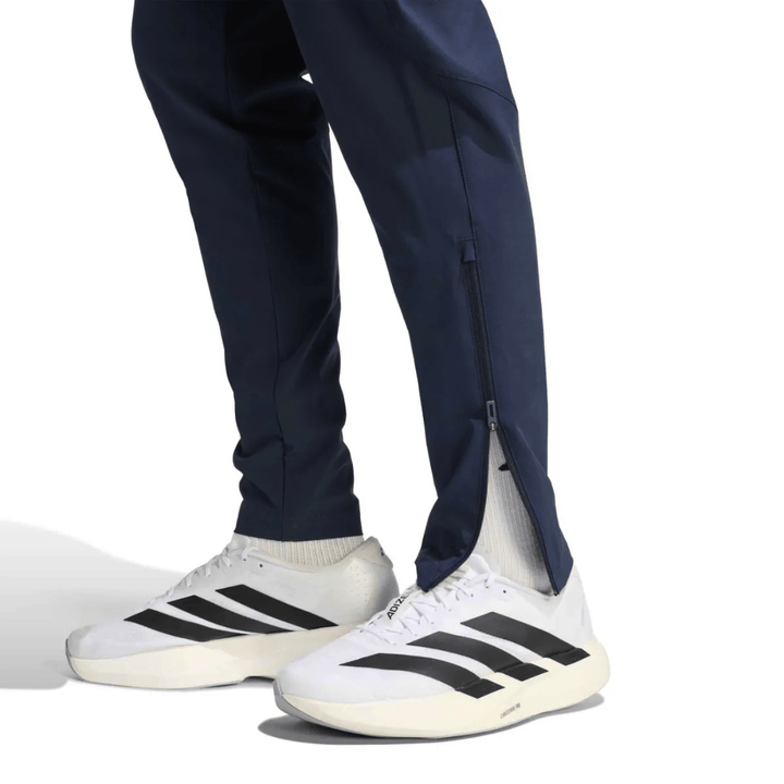Argentina Casual Travel hooded presentation soccer tracksuit in navy blue by Adidas with zippered pants
