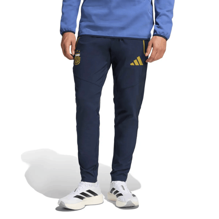 Argentina Casual Travel hooded presentation tracksuit 2026/27 by Adidas in navy with official soccer tracksuit design