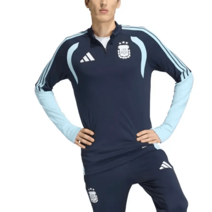 Argentina navy blue 2026/27 soccer tracksuit set by Adidas with long sleeves and official team logo for adults