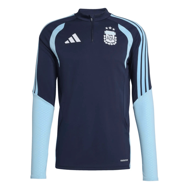 Argentina navy blue soccer tracksuit set by Adidas with long sleeves and team logo for adults