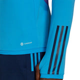 Close-up of Argentina soccer training top 2022 with Aeroready technology and striped sleeve design