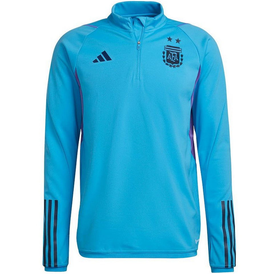 Argentina soccer training top 2022 in blue with zipper and team logo for athletes