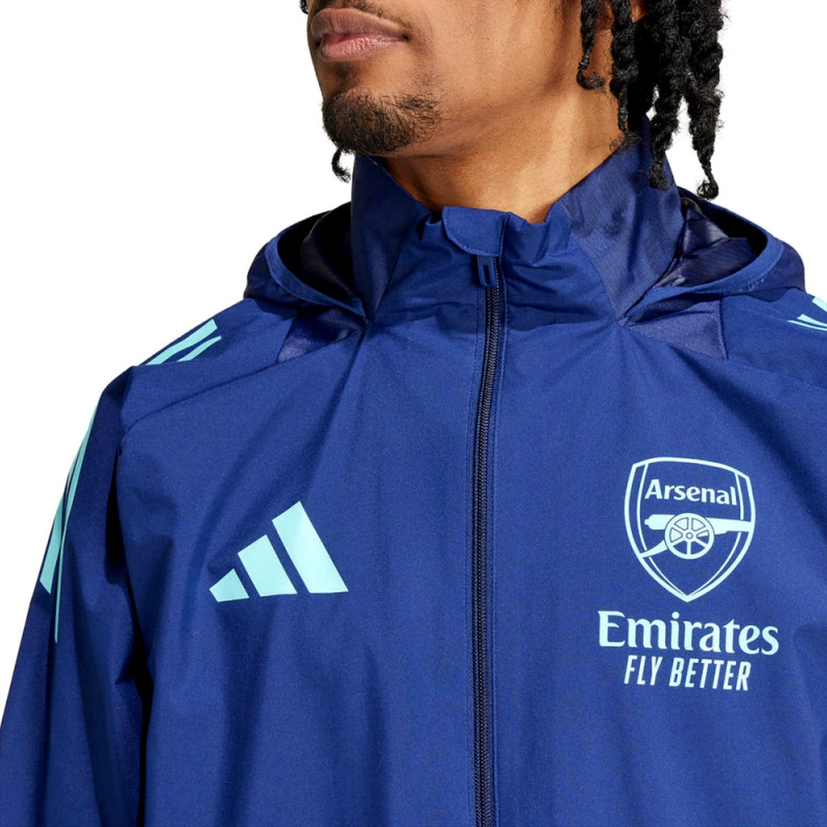 Arsenal FC navy blue soccer training rain jacket 2024/25 Adidas