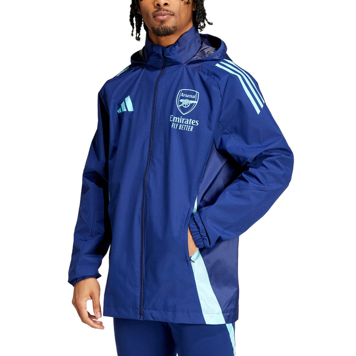 Arsenal FC navy blue soccer training rain jacket 2024/25 Adidas