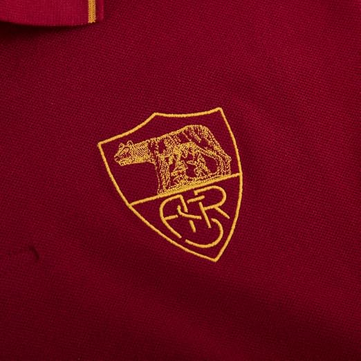 AS Roma Heritage retro polo jersey featuring embroidered logo on a red background