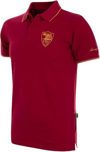 AS Roma Heritage retro polo jersey in red with gold detailing and club crest for stylish fans