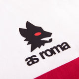 AS Roma retro stripes t-shirt white featuring bold logo and vintage style design