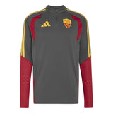Men's AS Roma Training Tracksuit 2026 in gray with red accents and team logo for soccer practice.