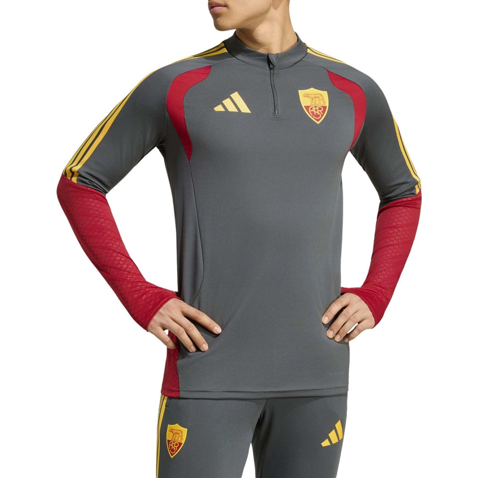 Men's Soccer Tracksuit in Gray with Red and Yellow Accents, AS Roma Training Tracksuit 2026