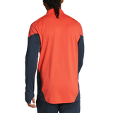 Back view of Bayern Munich training tracksuit 2025 26 in vibrant red and navy blue colors