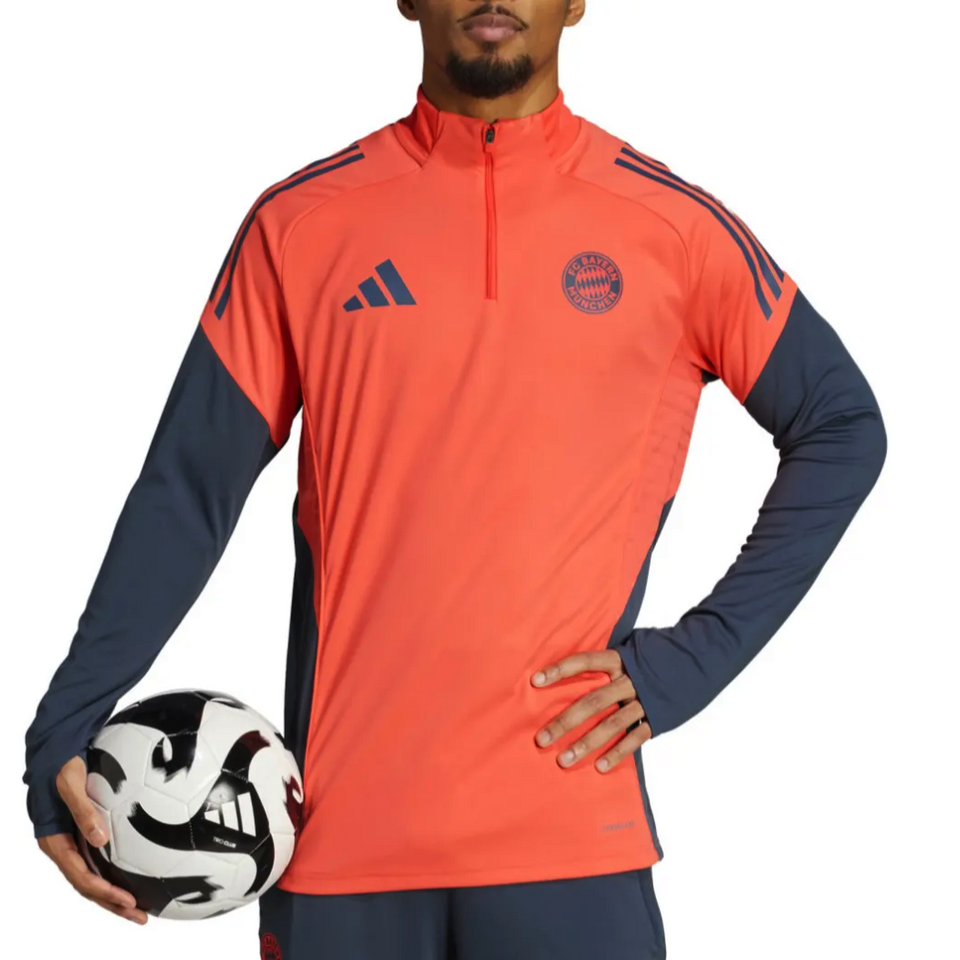 Bayern Munich training tracksuit 2025 26 in vibrant orange with long sleeves and a sporty design