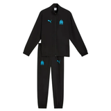 Stylish black Olympique Marseille tracksuit by Puma with blue logo, perfect to buy Olympique Marseille tracksuit online