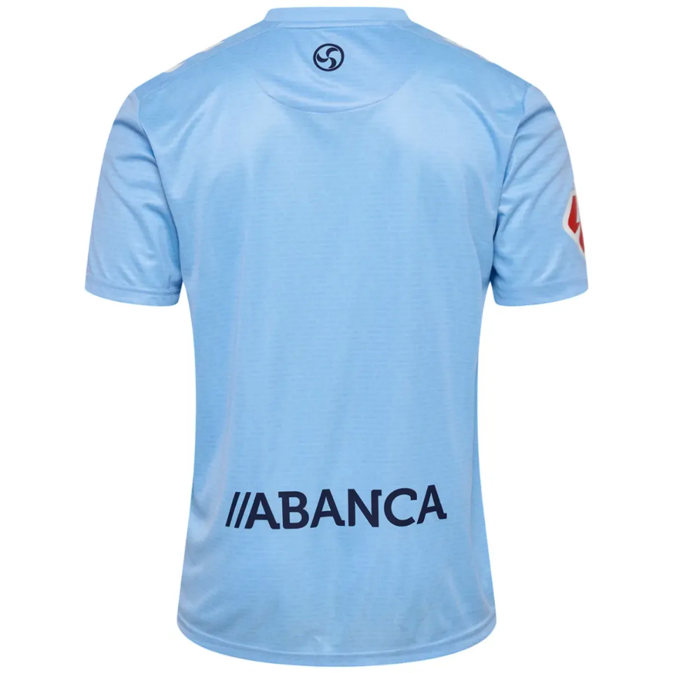 Back view of the Celta Vigo soccer jersey 2024 25 in light blue with ABANCA logo