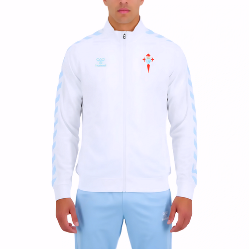 Celta Vigo training tracksuit Hummel in white with blue accents for soccer practice