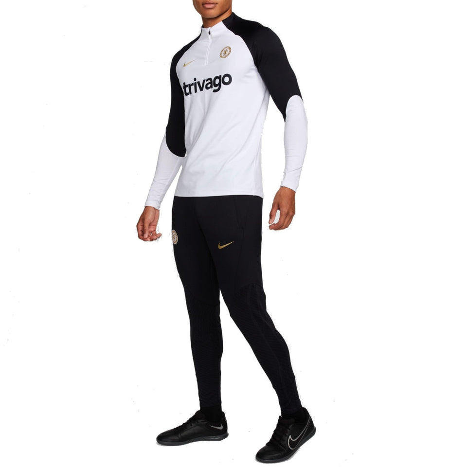 Chelsea FC training tracksuit 2023 2024 in black and white with sleek design for football training