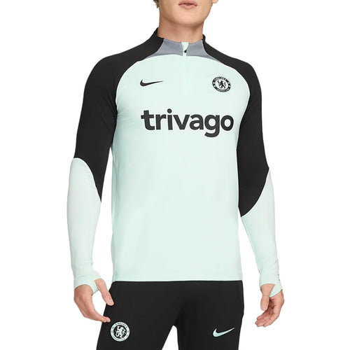 Chelsea FC training tracksuit 2023 24 Nike in light blue and black featuring Trivago logo