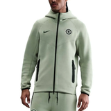 Men's official Chelsea Nike Tech fleece set featuring a zip-up hoodie and pants in green on SoccerTracksuits.com