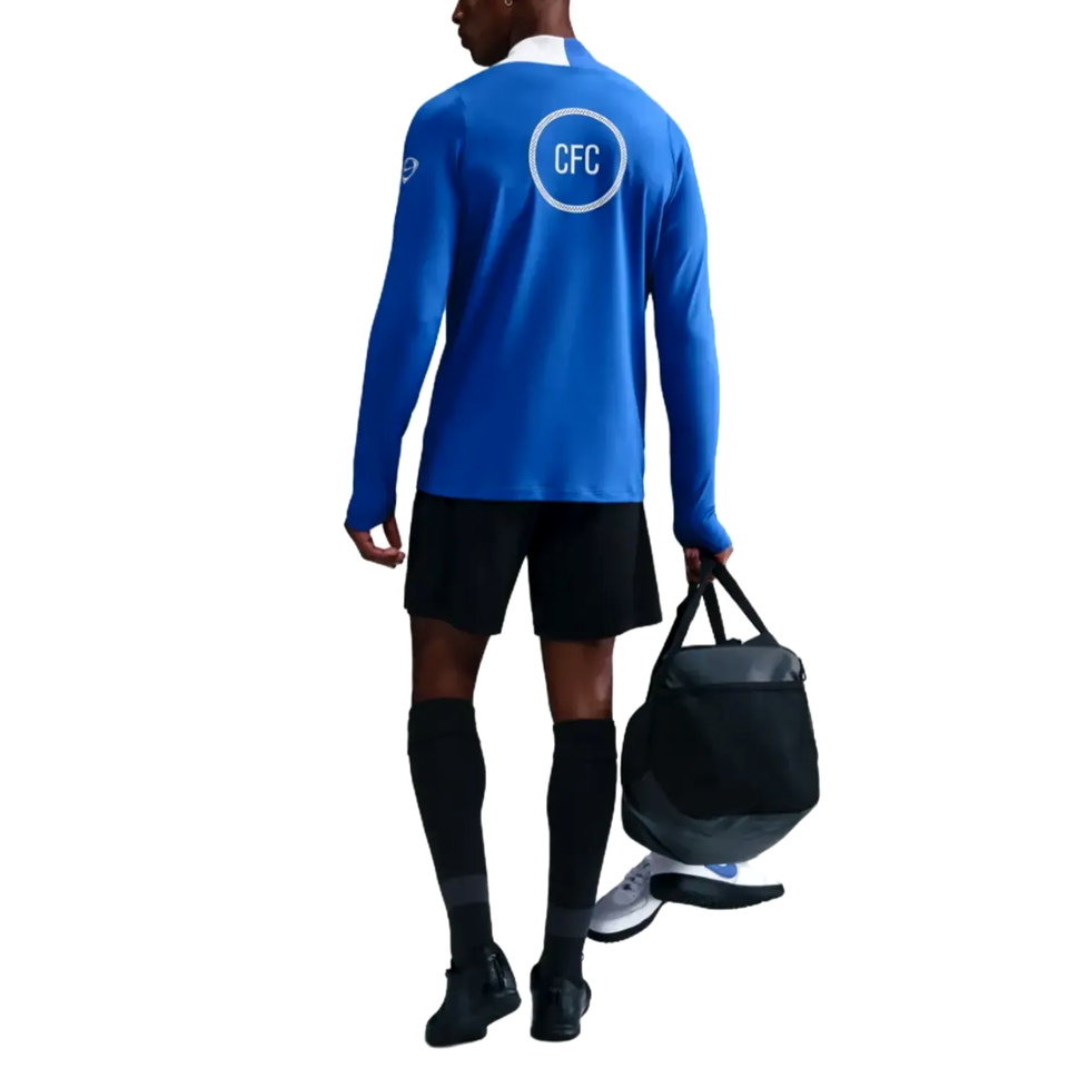 Chelsea Total 90 training tracksuit 2025 featuring a blue design with CFC logo, ideal for soccer practice