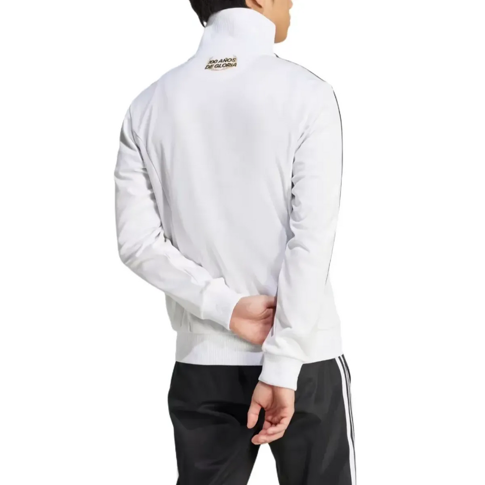Back view of the Colo Colo 100 years anniversary tracksuit in white with stylish design for soccer fans