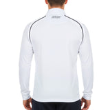 Back view of EA7 SSC Napoli white training top with long sleeves and a sleek design