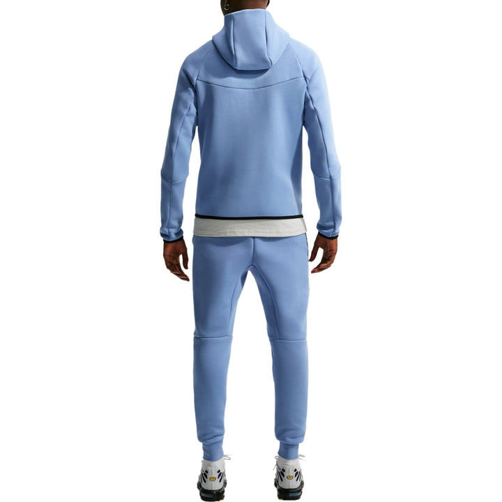 Light blue tracksuit in cotton with hooded jacket and tapered pants