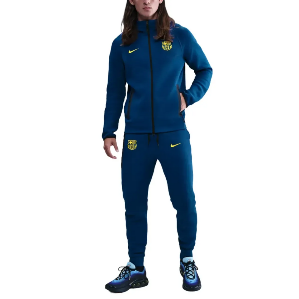 FC Barcelona blue Tech Fleece tracksuit 2026 featuring a zip-up jacket and matching pants