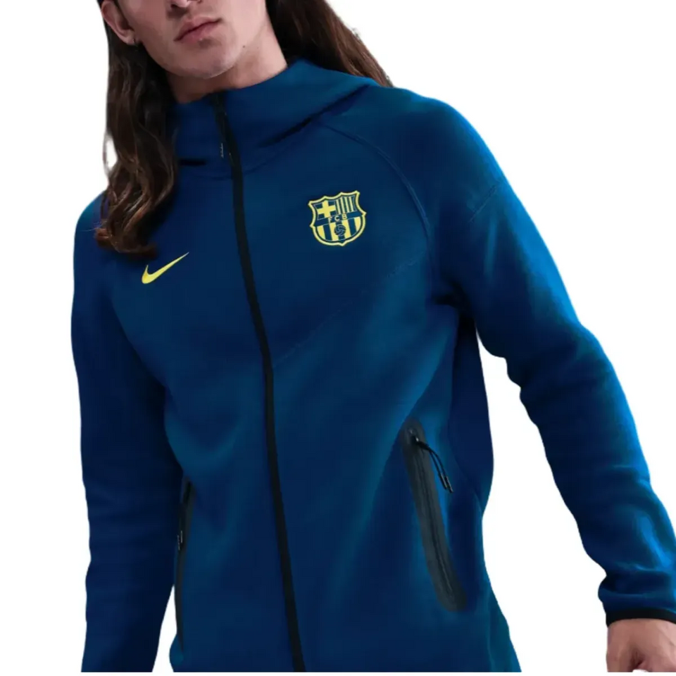 FC Barcelona blue Tech Fleece tracksuit 2026 with zip hoodie and stylish design for fans
