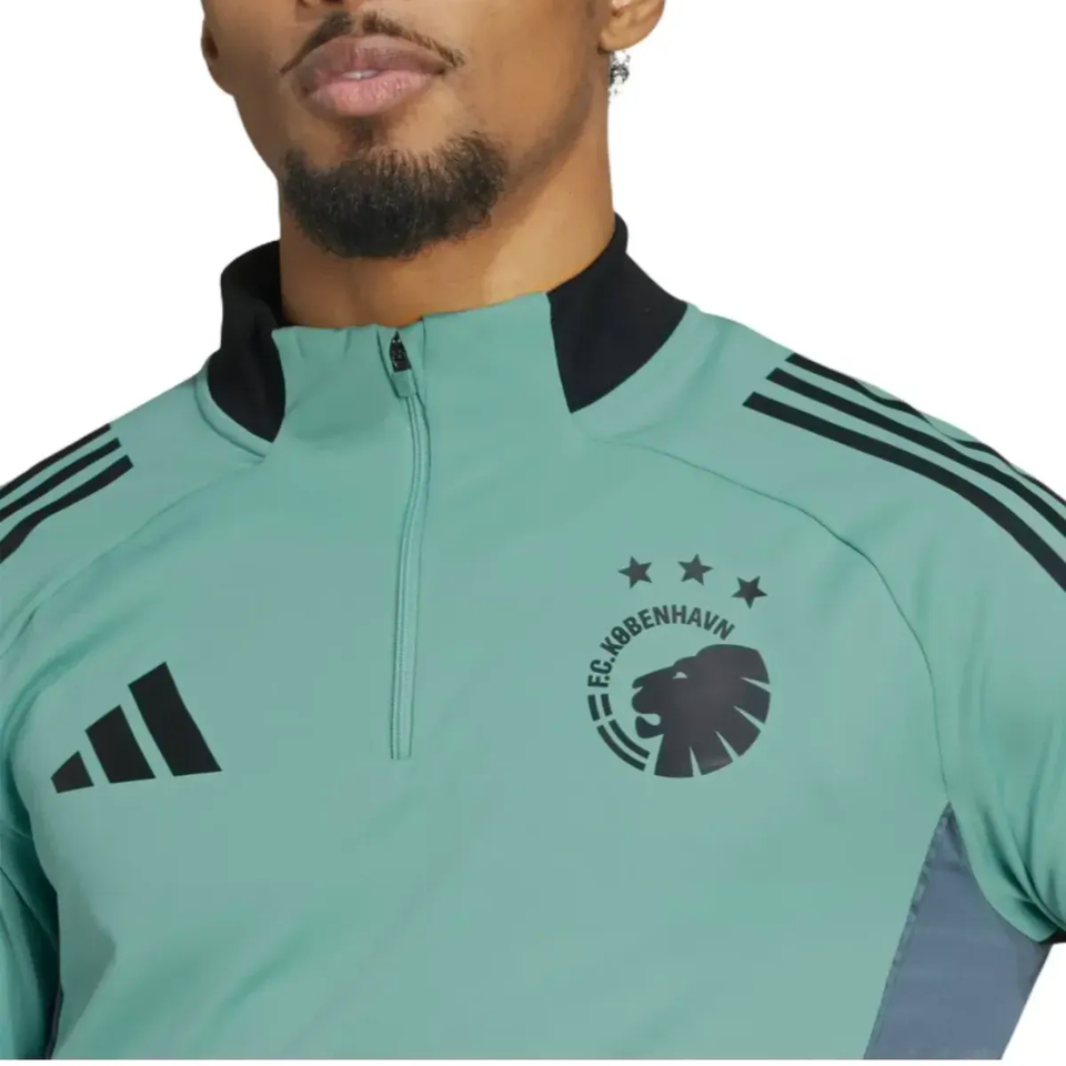 Men's FC Copenhagen Adidas training tracksuit in green with team logo and black accents