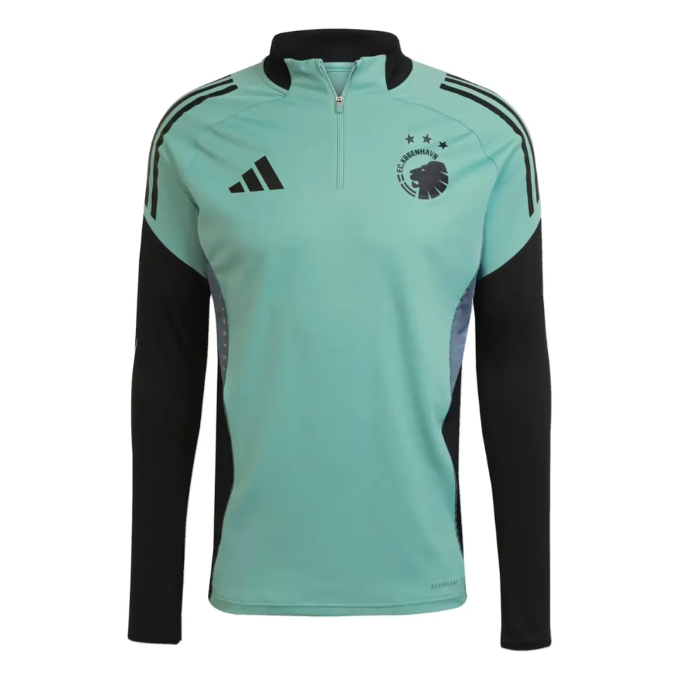 FC Copenhagen Adidas training tracksuit in teal and black, perfect for soccer practice.