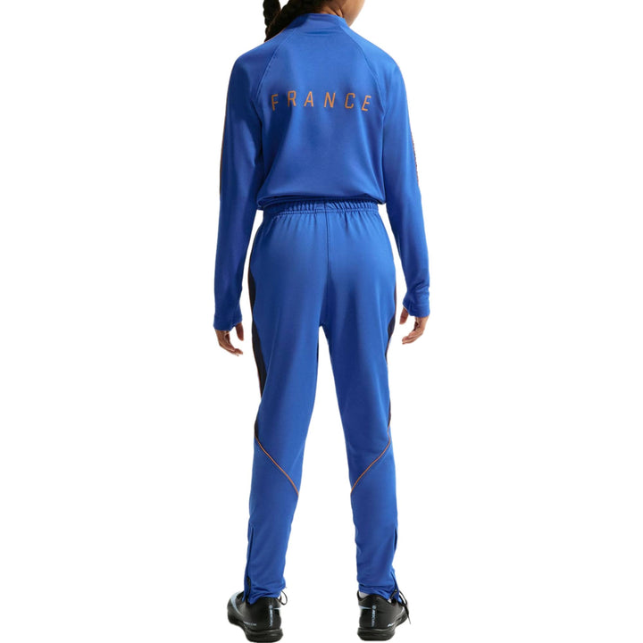 Blue tracksuit in polyester with France lettering and contrasting side stripes