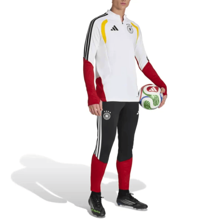 Germany training technical soccer tracksuit 2026/27 by Adidas in white, red, and black with official branding