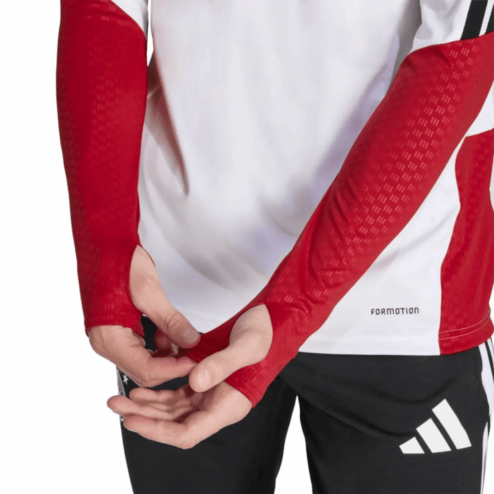 Germany training technical soccer tracksuit 2026/27 by Adidas in red and white with long sleeves and fitted design