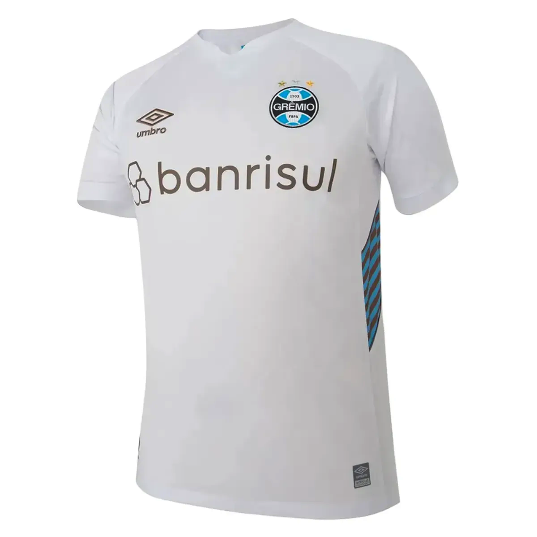 Gremio soccer jersey 2023 2024 in white with blue and brown accents for fans and players