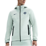 Inter Milan tech fleece tracksuit 2025 in light green featuring a hood and zip pockets on SoccerTracksuits.com
