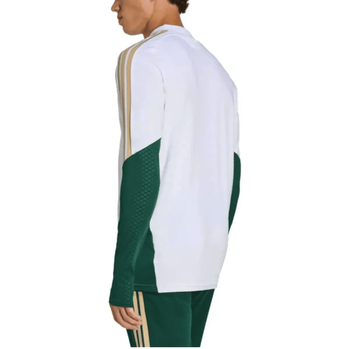 Italy training technical soccer tracksuit 2026/27 by Adidas in green and white with gold stripes on sleeves