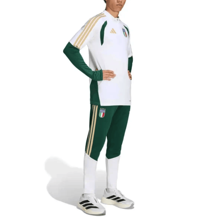 Italy training technical soccer tracksuit set in white and green with Adidas branding for adults