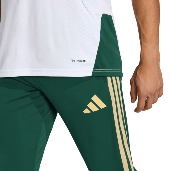 Italy training technical soccer tracksuit 2026/27 by Adidas in green and white with gold accents and breathable fabric