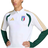 Italy training tracksuit 2026 World Cup in white with green accents and Italia logo on the chest