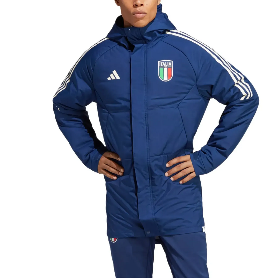 Italy soccer winter bench parka jacket 2023/24 navy - Adidas