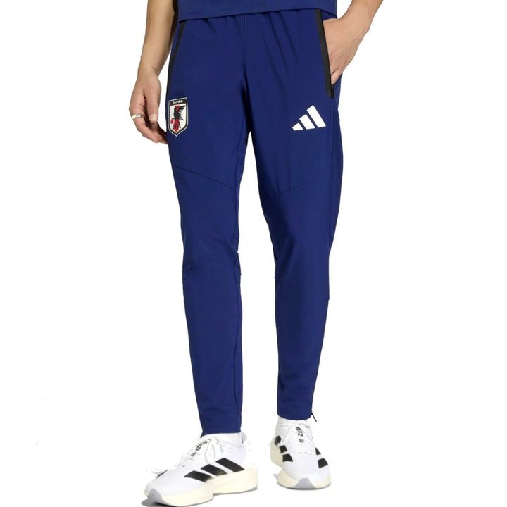 Japan Casual Travel hooded presentation soccer tracksuit in blue with Adidas logo and team emblem