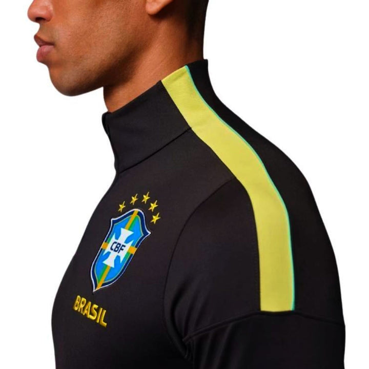 Jordan x Brazil 2026/27 black training soccer tracksuit with official logo and vibrant yellow accents for adults