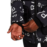 Jordan PSG black parka down jacket showcasing the bold logo and comfortable fit for stylish layering